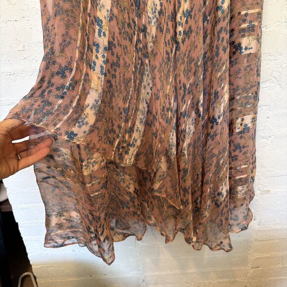 Exquisite Pure Silk Sheer Vintage Dress FairyCore Cottagecore Feminine 4  Damage - Picture 7 of 8